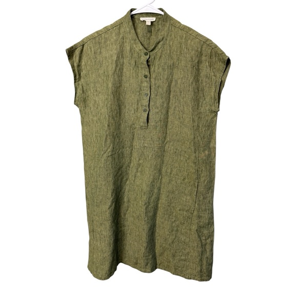 Eileen Fisher Dresses & Skirts - Eileen Fisher Olive Green Linen Shift Dress